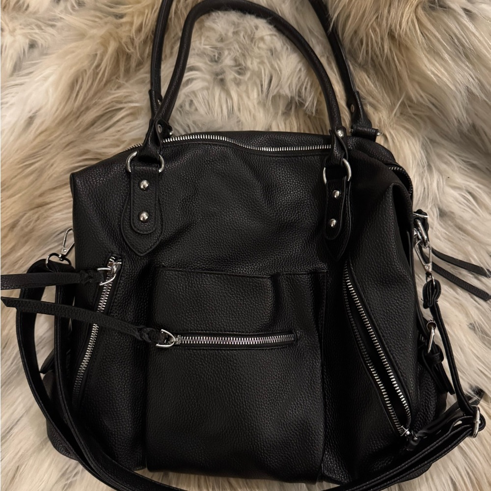 Black faux Leather Handbag